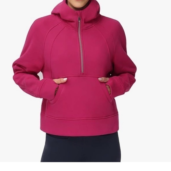 TGP Sweaters - TGP Women's Pink Fleece Cropped Half Zip Lined Pullover Sweatshirt Athletic M
